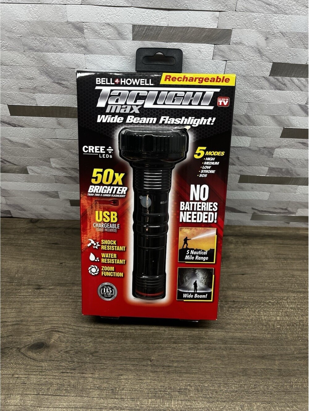 Bell and Howell Taclight Max Wide Beam Handheld Flashlight USB Chargeable
